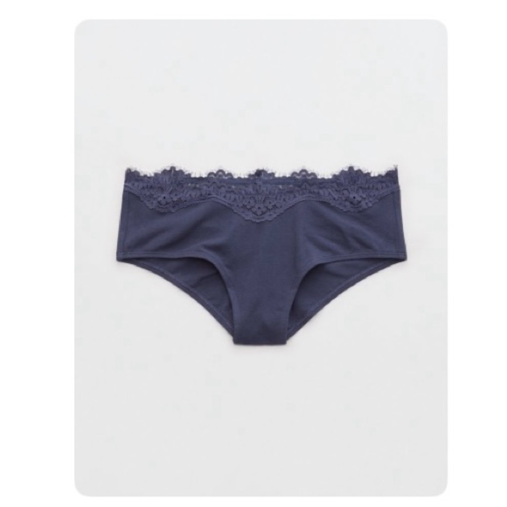 NWT Aerie Superchill Cotton Ruched Lace Trim Cheeky Panty